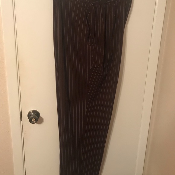 Chaps Brown plus size slacks w/tan stripes size 24 - Picture 5 of 6